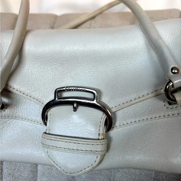 Y2K East West Leather Vintage Shoulder Bag with Buckle Silver Hardware - Picture 2 of 12